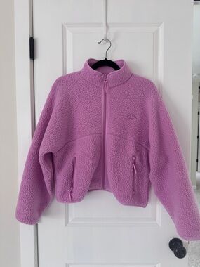 Aritzia TNA Mockneck Hi-hip Zip Fleece Jacket Morganite Pink M